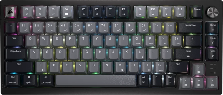 Tastierë gaming mekanike CORSAIR K65 Plus Wireless 75% RGB, Red Switches, Midnight Grey