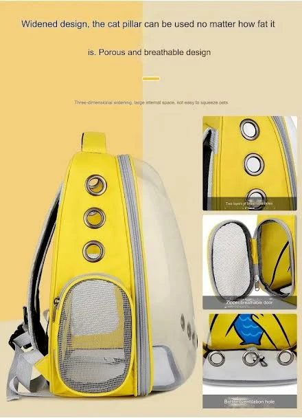 Çantë e shpinës për kafshë shtëpiake me dizajn maceje të verdhë,  ÇVM