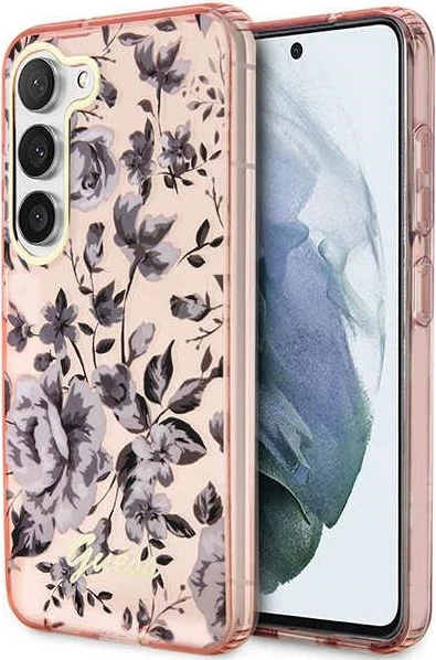 Mbështjellës Guess GUHCS23MHCFWSP për Samsung Galaxy S23+, Flower Collection, Rozë