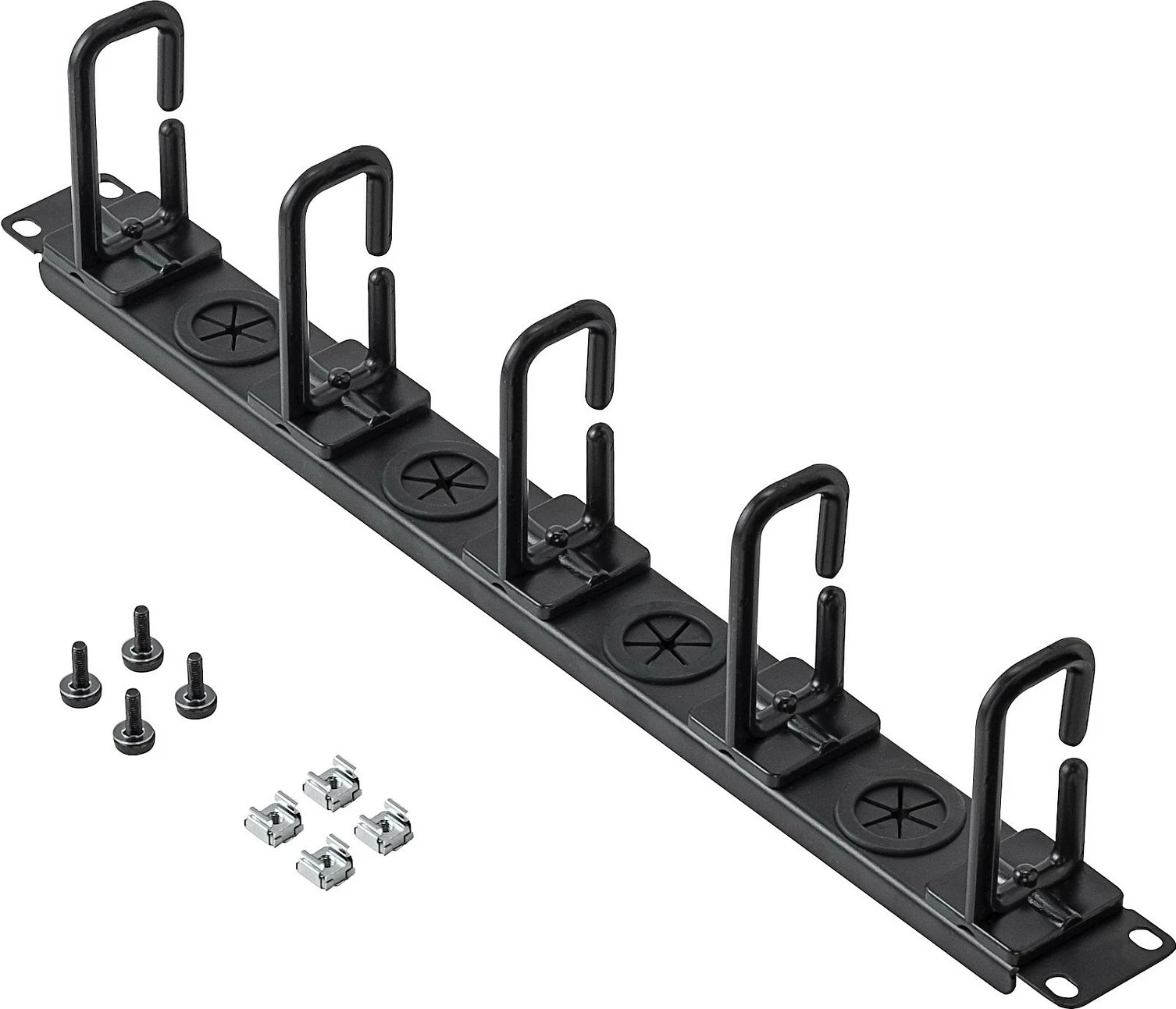 Panel menaxhimi kabllosh për rack serveri StarTech 1U, horizontal, D-Ring, i zi