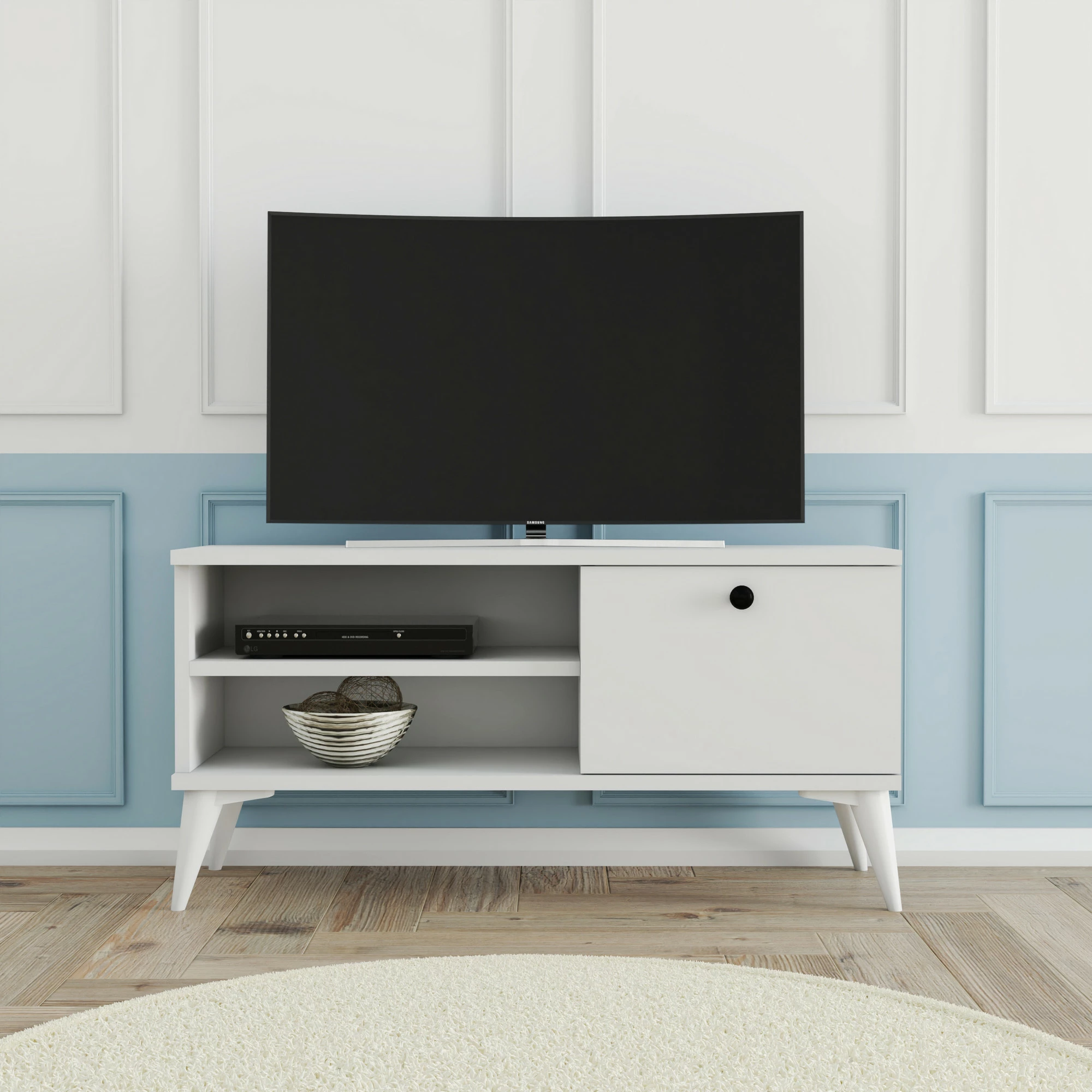 Komodë për TV, stil bohemian, ngjyrë e bardhë, Skye Decor Retro 1554