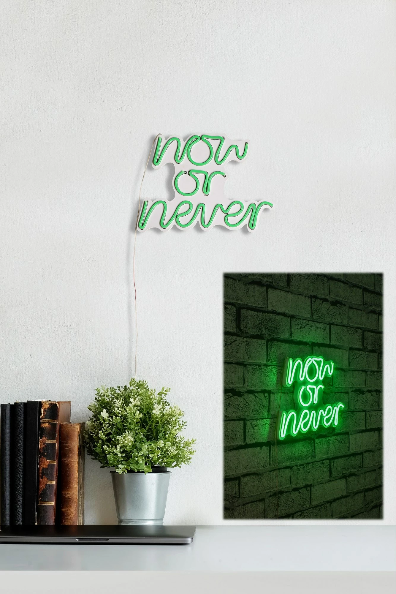 Dekor dritash LED plastike, 'Now or Never', ngjyrë e gjelbër