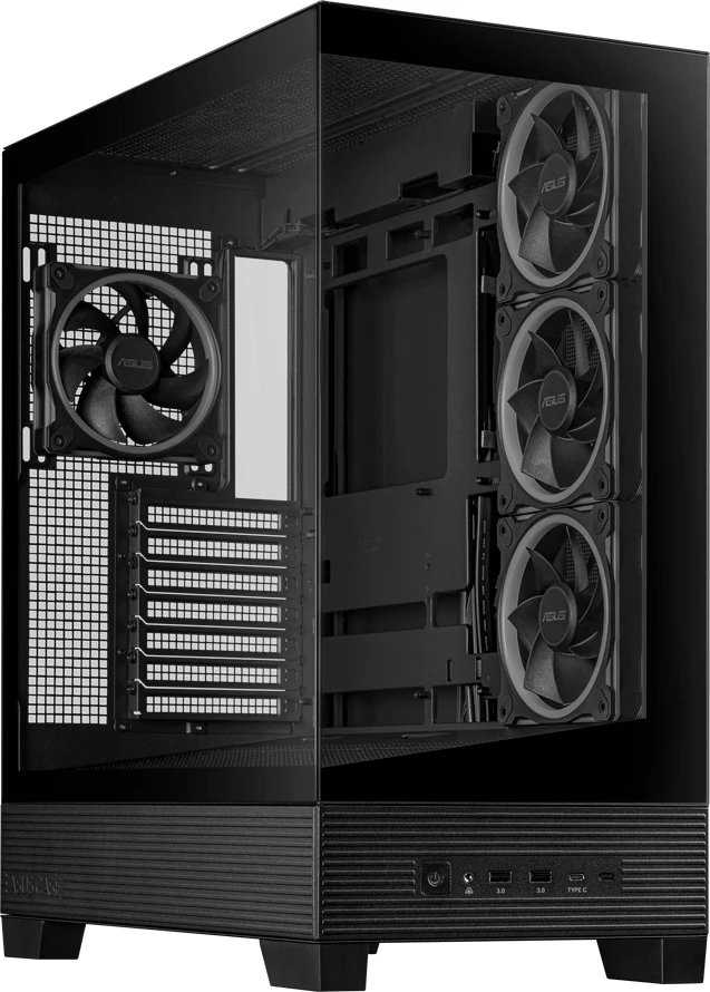 Kasë ASUS A31 PLUS ATX Midi Tower, xham i temperuar, 4x120mm ARGB fanë, USB-C, e zezë