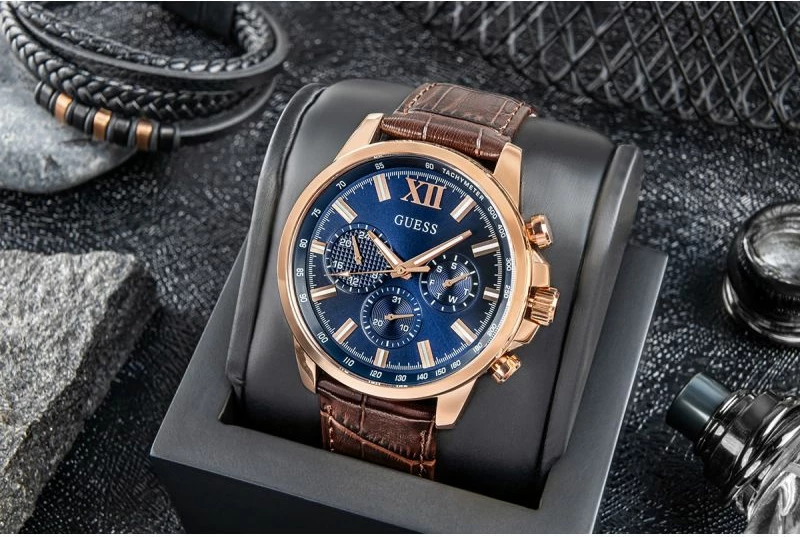 Orë dore për meshkuj Guess, kafe