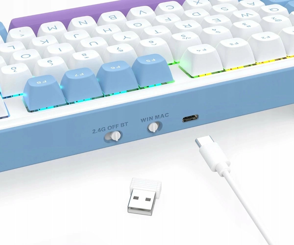 Tastierë gaming Redragon K707WBP-RGB-PRO StarBlade 80% TKL, RGB, tri-mode (USB/Bluetooth/2.4GHz), Mint Mambo switch, e bardhë