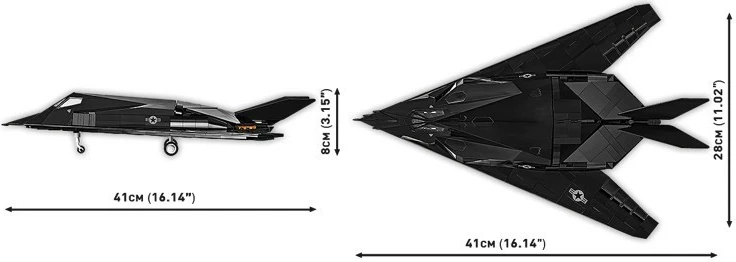 Set blloqe Cobi Lockheed F-117 Nighthawk, 795 pjesë, me figurë piloti, e zezë