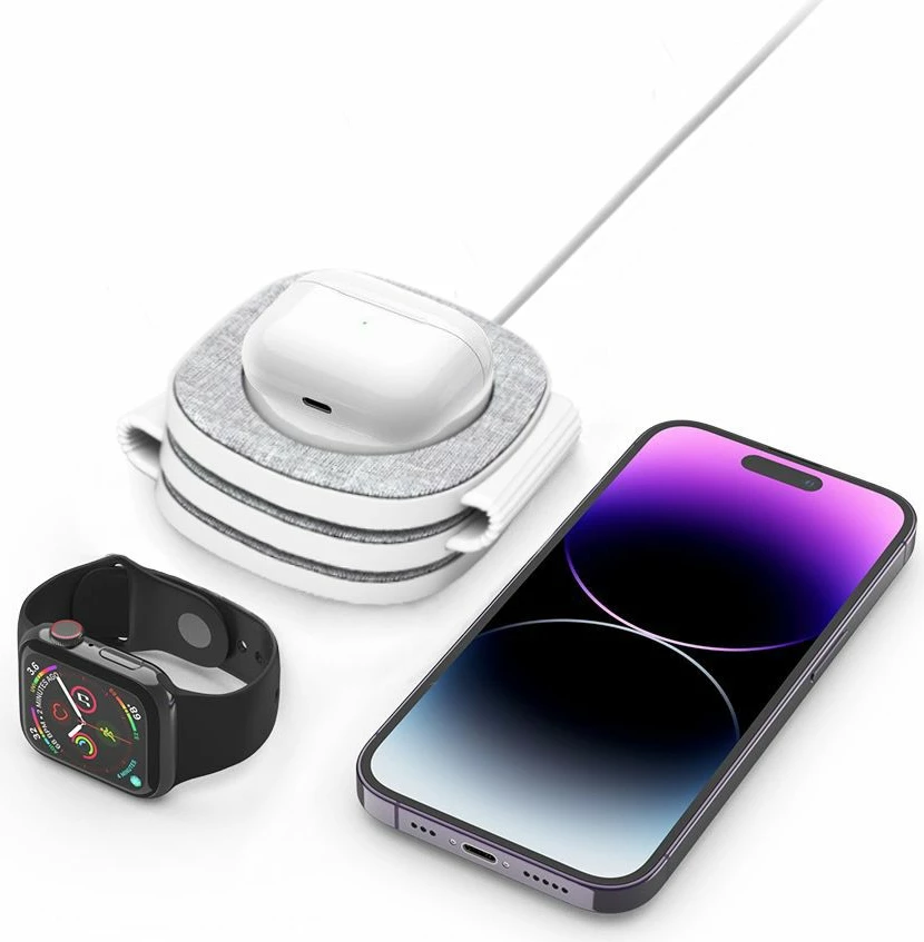 Karikues wireless 3-në-1 Tech-Protect QI15W-A32 me MagSafe, për iPhone/Apple Watch/AirPods, Gri
