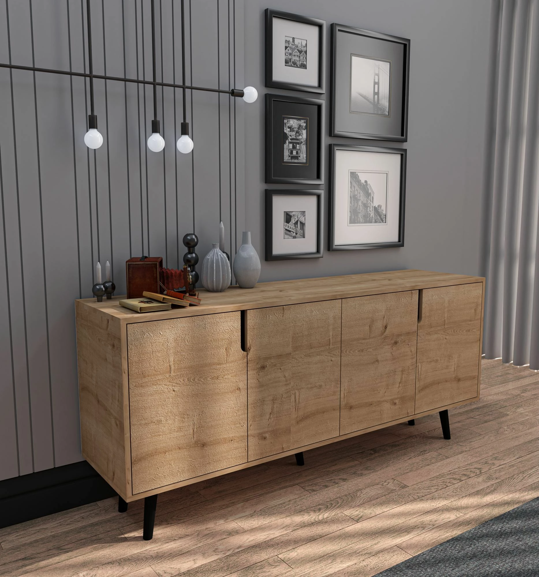 Konsolë moderne Sapphire Oak, Skye Decor, 180cm