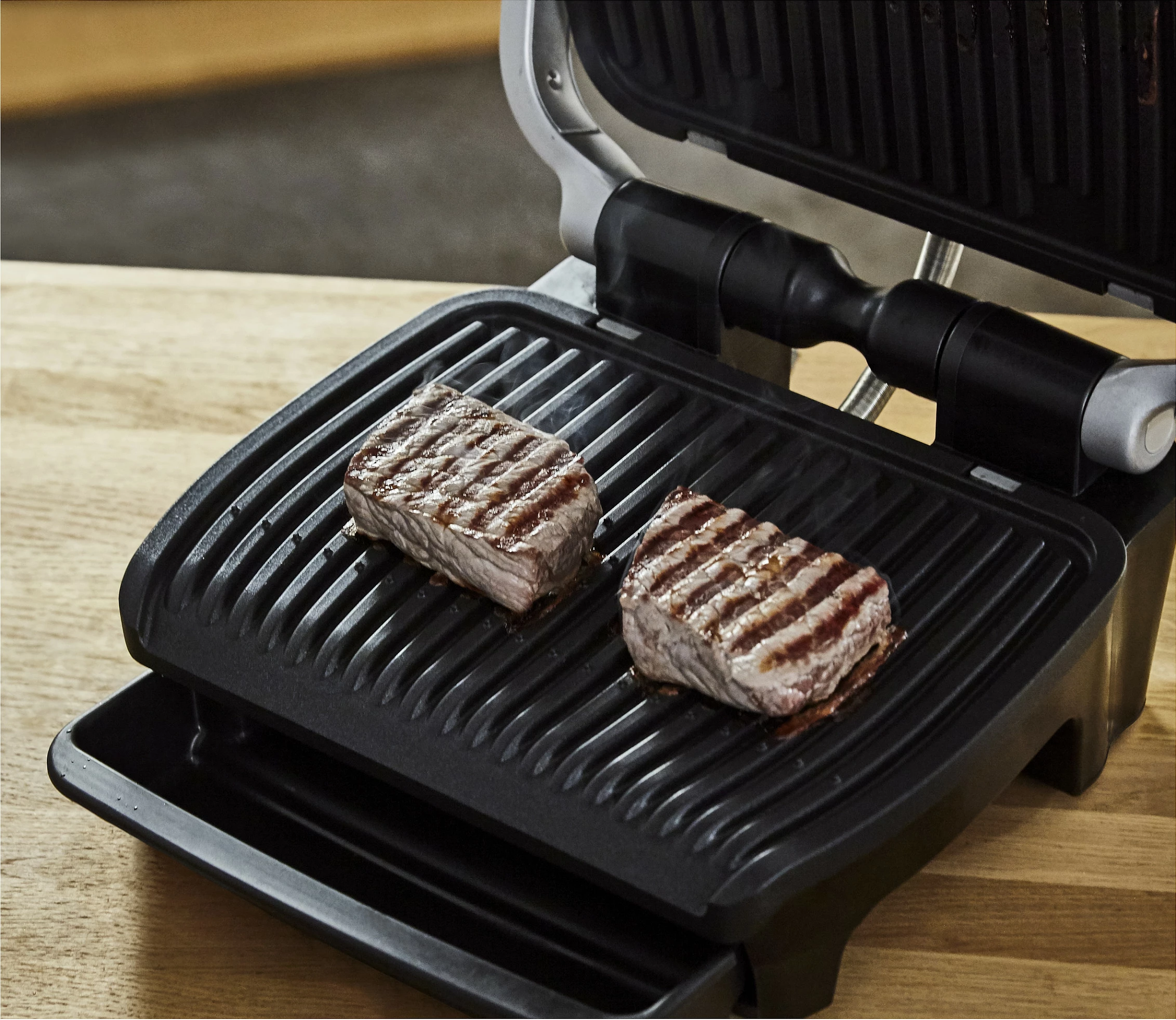 Grill elektrik Tefal OptiGrill Elite GC750D, 2000 W, Touch, 12 programe, e zezë/inoks