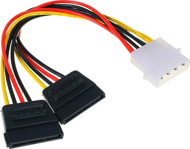 InLine 4-Pol Molex Strom Y-Kabel an 2x SATA-Strom - 0,15m