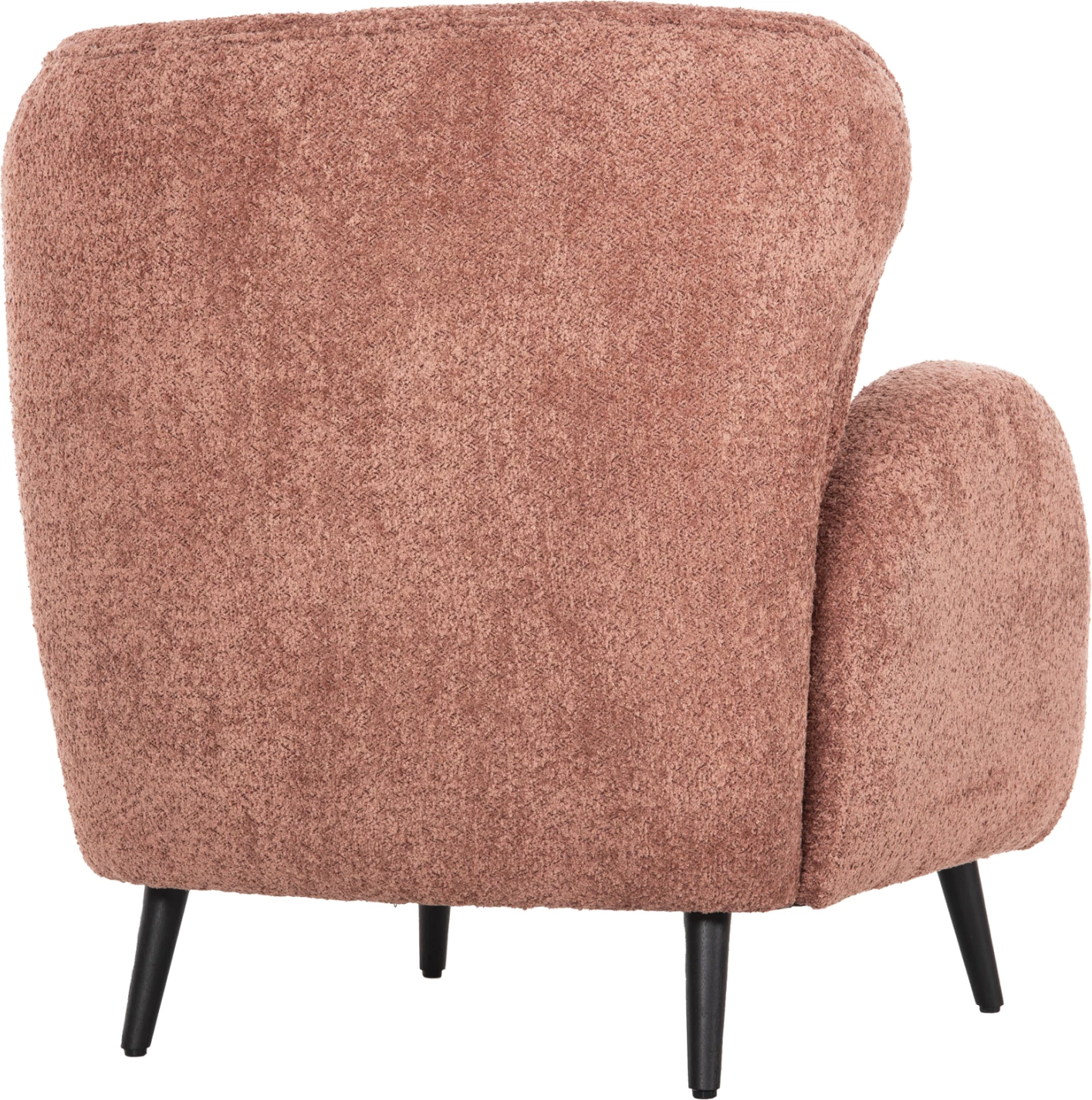Fotelje KRYLY, pëlhurë boucle rozë, këmbë druri të zeza, 83x87x89H cm