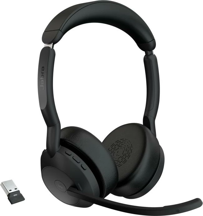 Kufje me mikrofon, Jabra Evolve2 55 MS Stereo, Bluetooth, USB-A, rreze 30 m, e zezë