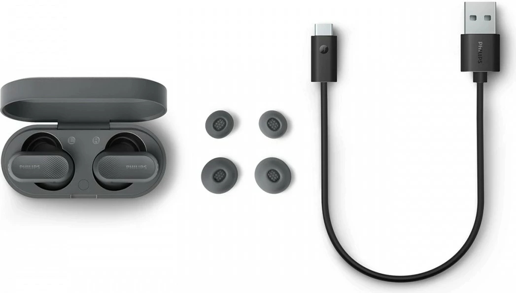 Kufje in-ear pa tela me ANC, Philips TAT3509GY/00, Bluetooth 5.3, IPX4, deri 24 orë, gri