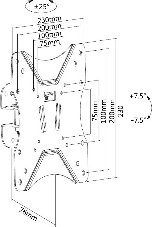 Mbajtëse muri për monitor/TV EQUIP 23-42", VESA deri 200x200, 25 kg, e zezë