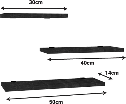 Raft muri Leila, set prej 3 copash, melaminë, ngjyrë e bardhë, 40x14x2cm