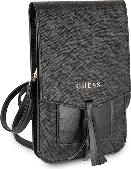 Çantë për telefon, Guess, GUWBSQGBK 4G, lëkurë ekologjike Saffiano, 17.5 x 11.5 cm, e zezë
