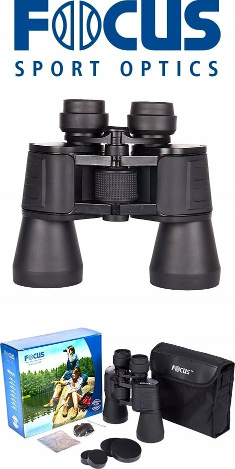 Lornetë Focus Bright 12x50, e zezë, set me çantë, rrip dhe leckë pastrimi