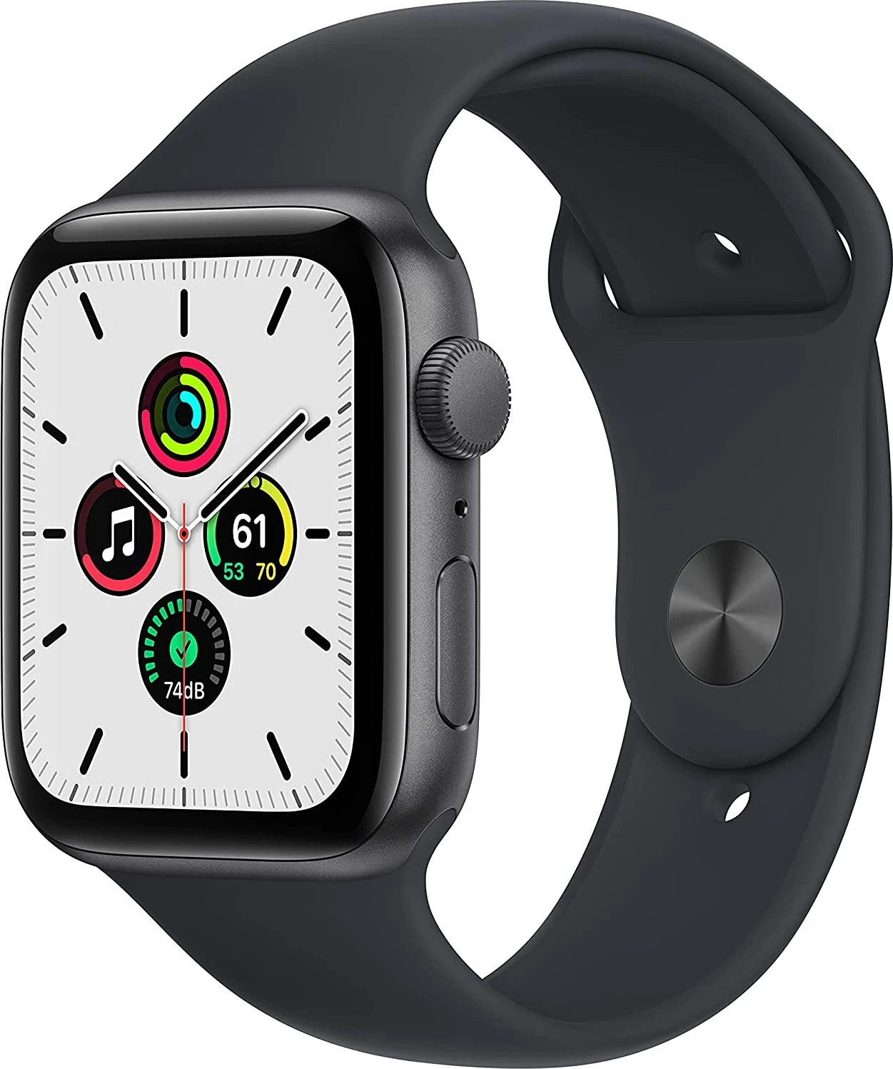 Smartwatch Apple Watch SE 44mm, alumini Space Grey, rrip sportiv Midnight