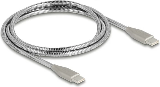 Kabllo USB-C DeLOCK USB 2.0, USB-C në USB-C, PD 60W, 1m, argjendtë