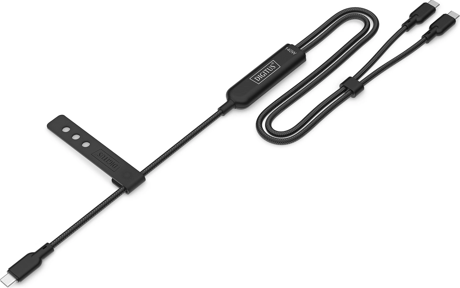Kabllo karikimi Digitus USB-C 2në1, 140W USB PD, 1.8m, e zezë
