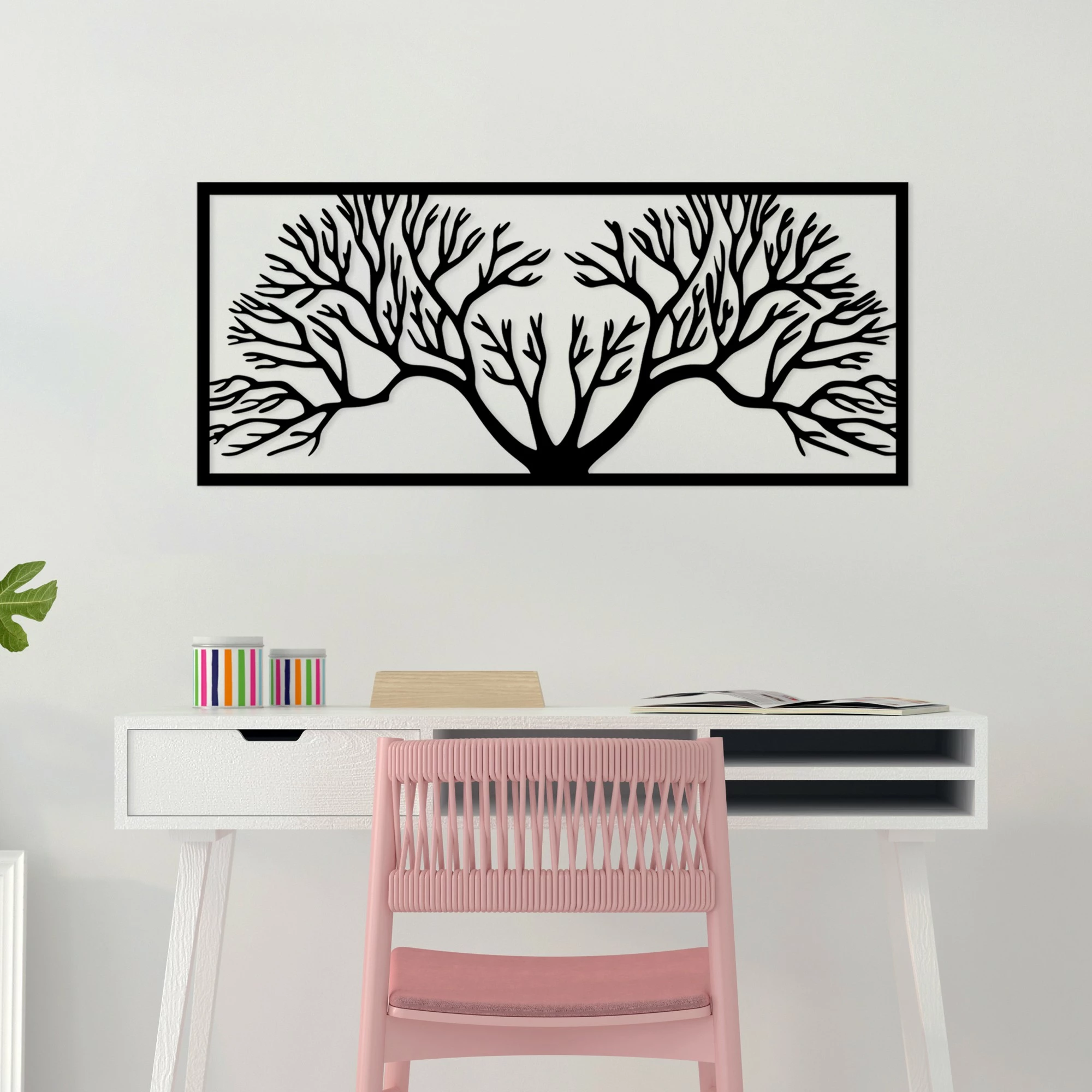 Aksesor dekorativ metalik për mur, Wallity, Horn Tree