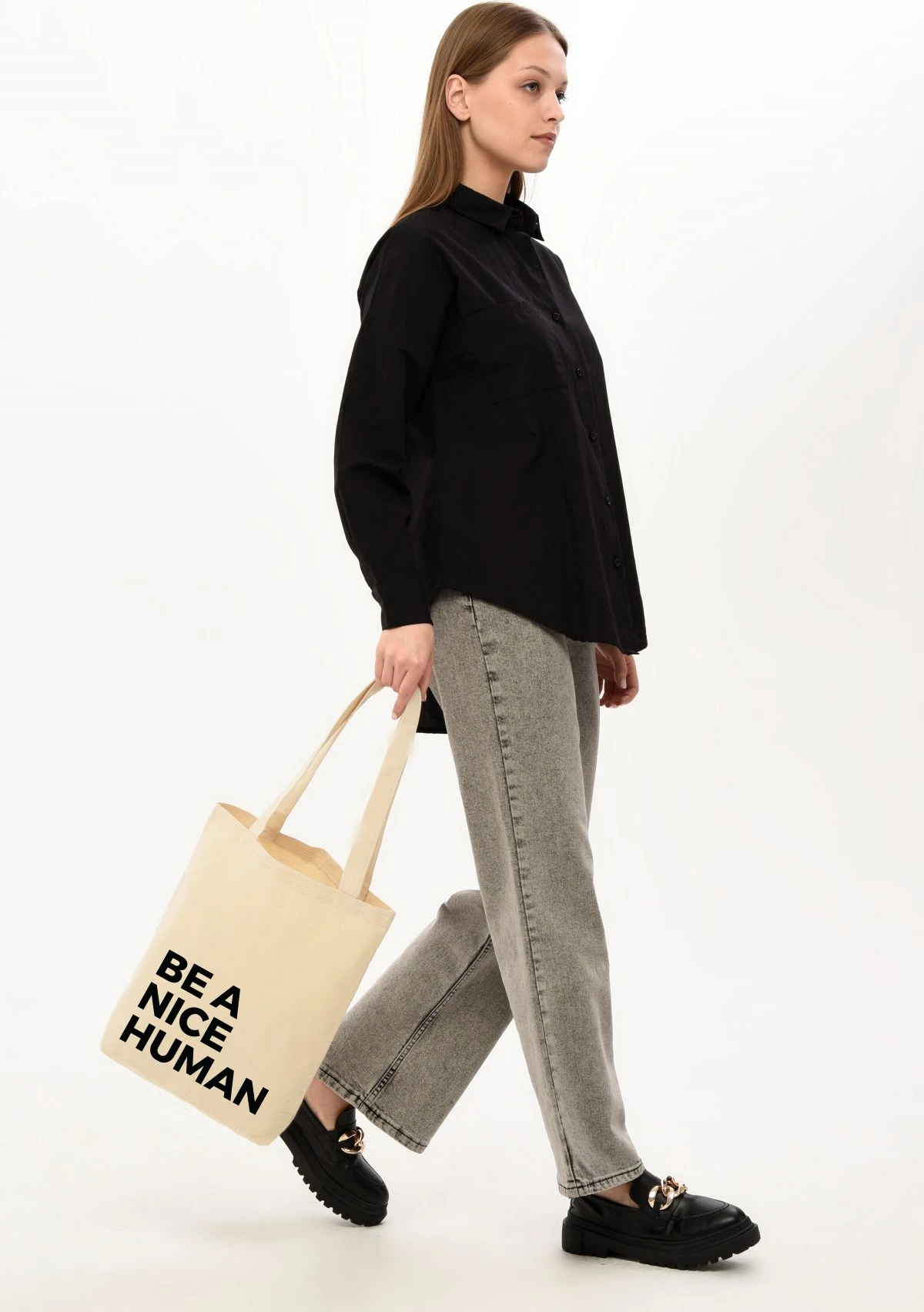 Qese tote Zoozie Bags, krem, 35x40x8cm