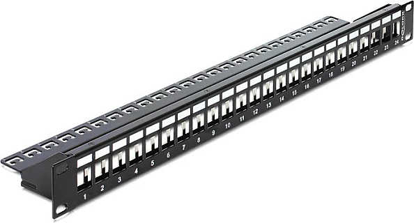 Patch panel DeLOCK 43277, 24 porta Keystone, 1U, 19", i zi