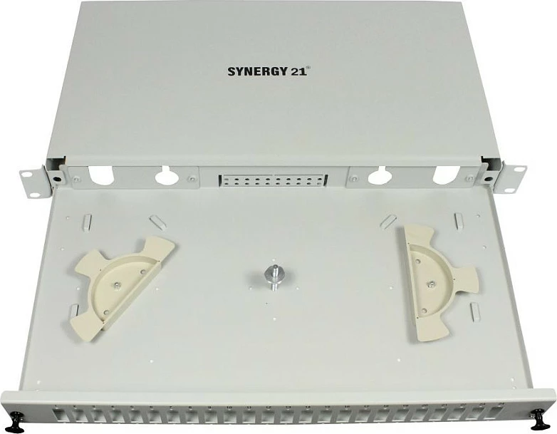 Panel patch fibra optike Synergy21, 19" 1U, 24x SC Duplex/LC Quad, pa kuplunga, gri e çelët