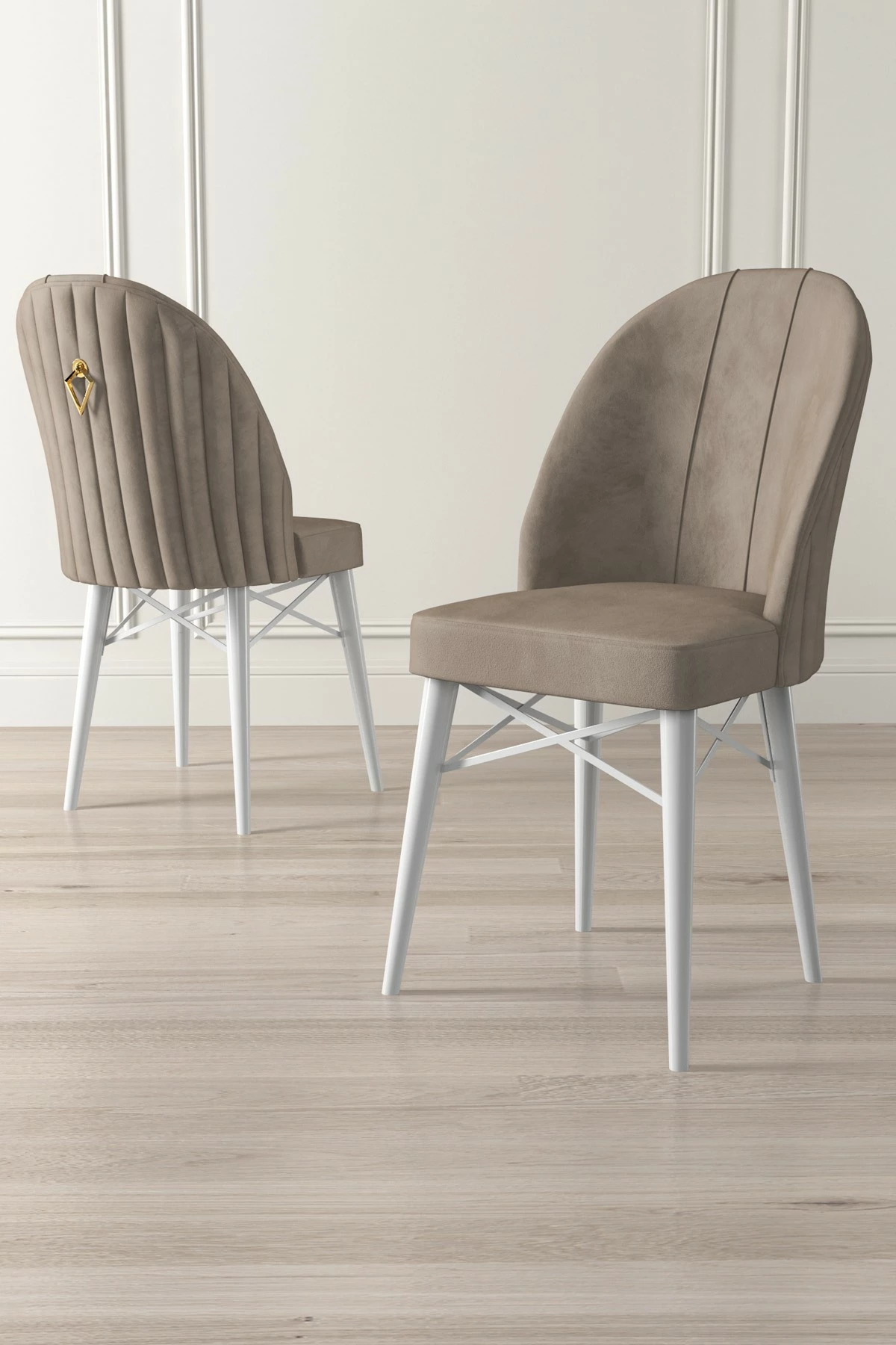Set karrigesh (6 copë) Hanah Home, Ritim, kapuçino, e bardhë