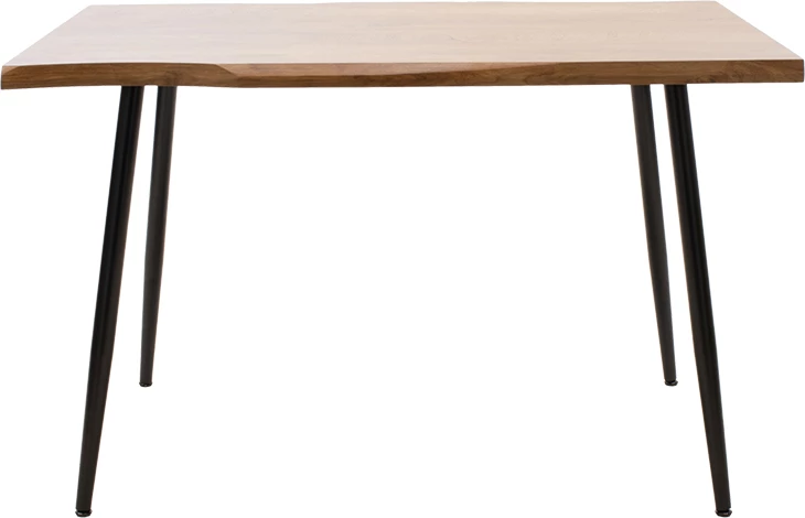 Tavolinë për ngrënie, MDF ngjyrë arre, këmbë metalike të zeza, 120x80x75 cm