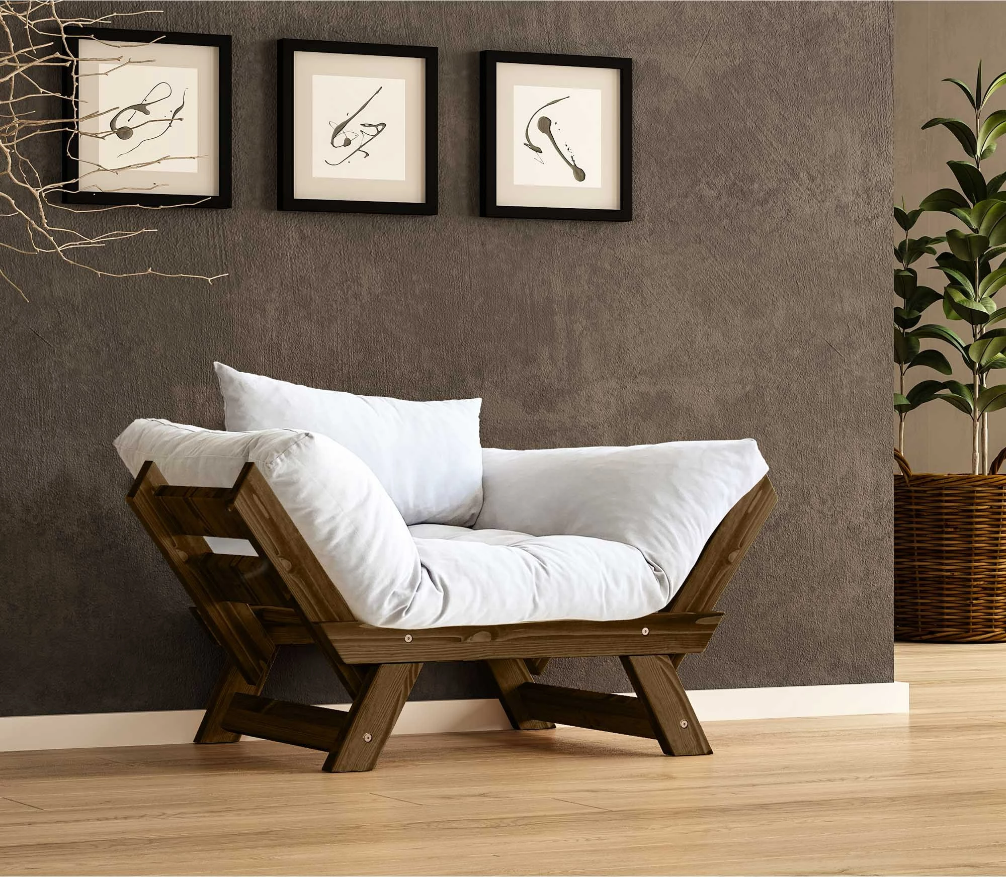 Karrige një vend për kopsht, ngjyrë arre dhe e bardhë, Skye Decor, CPT8131-140