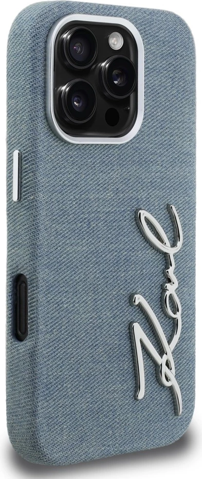 Mbështjellës Karl Lagerfeld Signature Jeans për iPhone 16 Pro Max me MagSafe, blu, me kuti