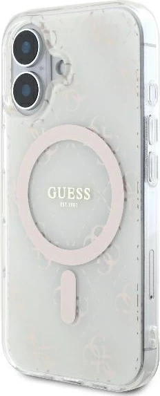 Mbështjellës Guess IML 4G Background MagSafe për iPhone 16, Bardhë