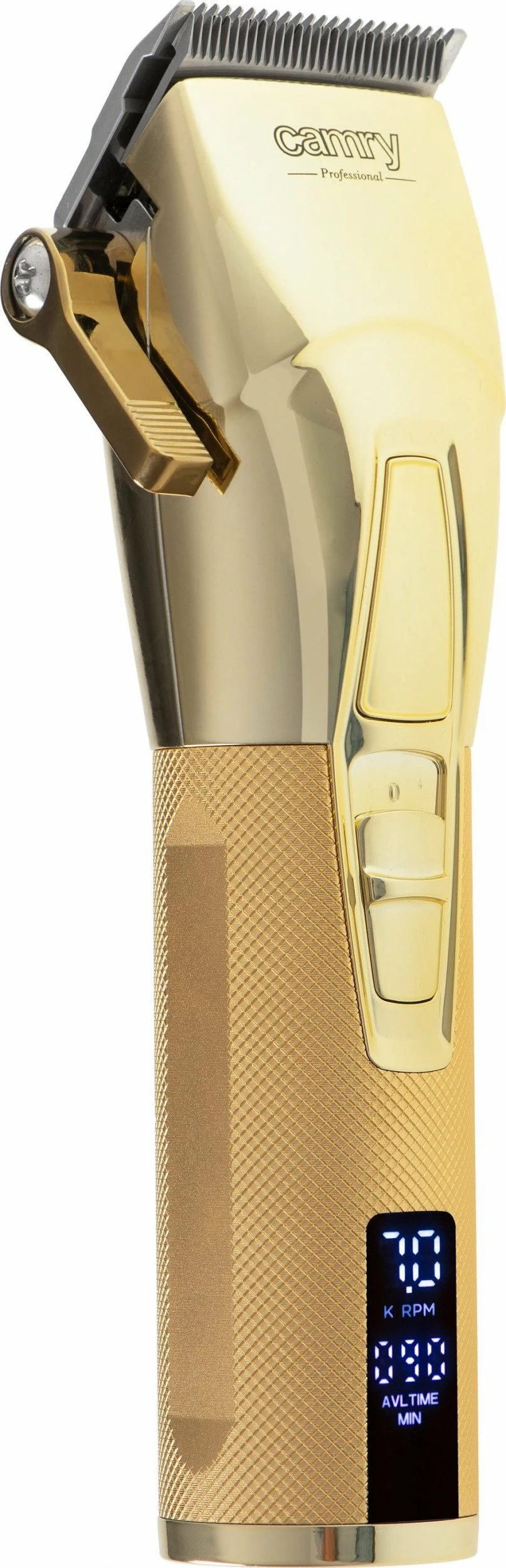 Makinë qethje Camry CR 2835G, 8 nivele 1.5-18 mm, teh qeramik & kokë titaniumi, bateri, USB-C, gold