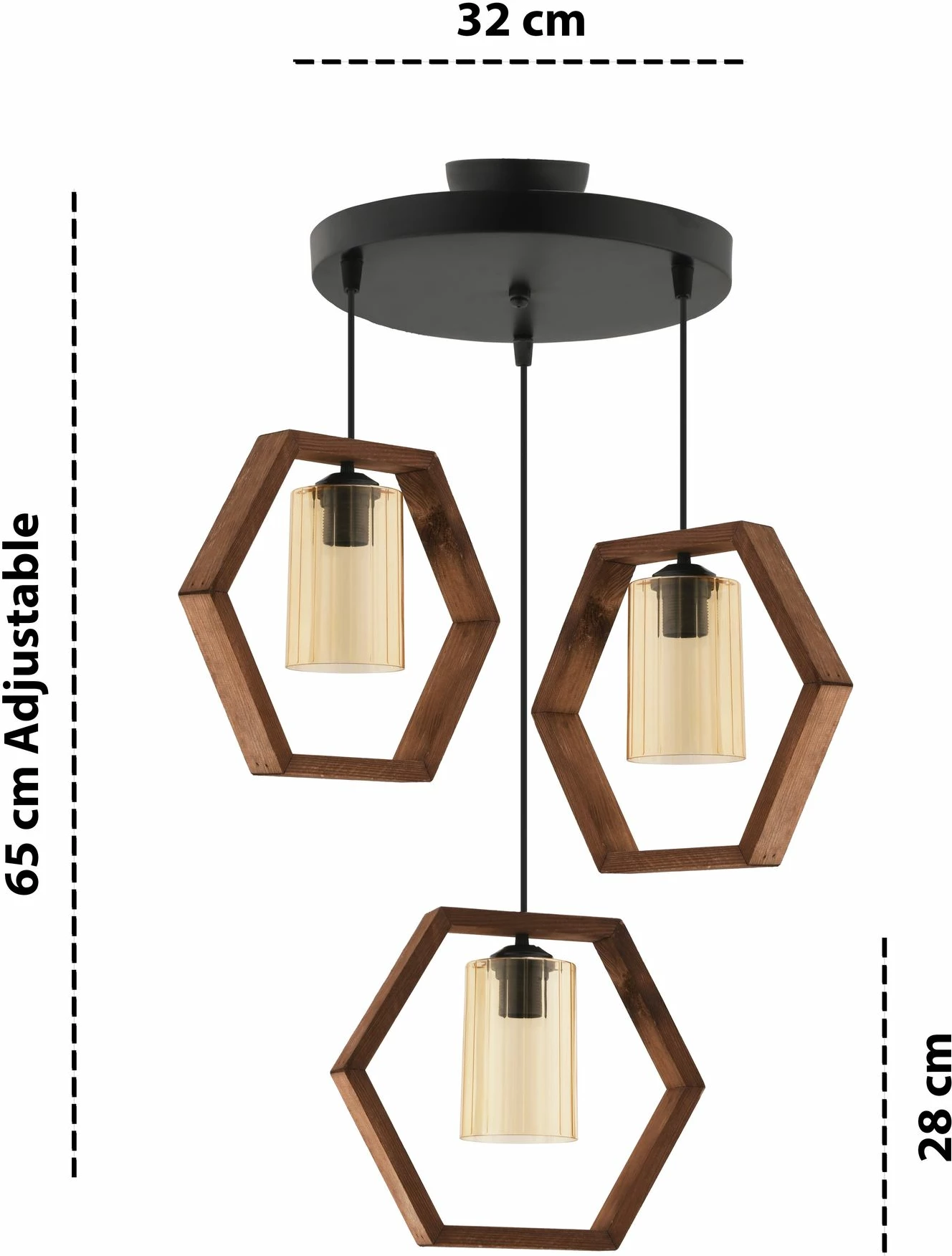 Llambë tavani Opviq, Hexagon Triple, xham i errët