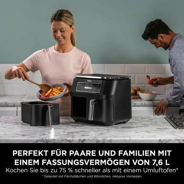 Furrë me ajër Ninja Foodi AF200EU, 7.6L, 2 shporta, 2400W, e zezë