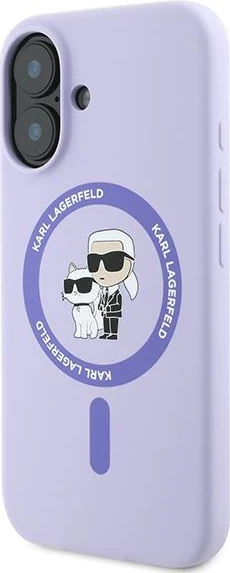Mbështjellës Karl Lagerfeld Silicone KC Heads Ring MagSafe për iPhone 16 Plus, Vjollcë