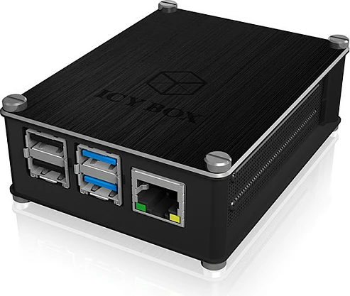 Kasë ICY BOX IB-RP110 për Raspberry Pi 4 Model B, alumin/plastik, e zezë