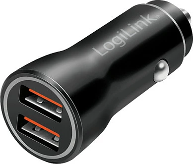 Karikues veture LogiLink, 2x USB, 10.5W, i ndriçuar, i zi