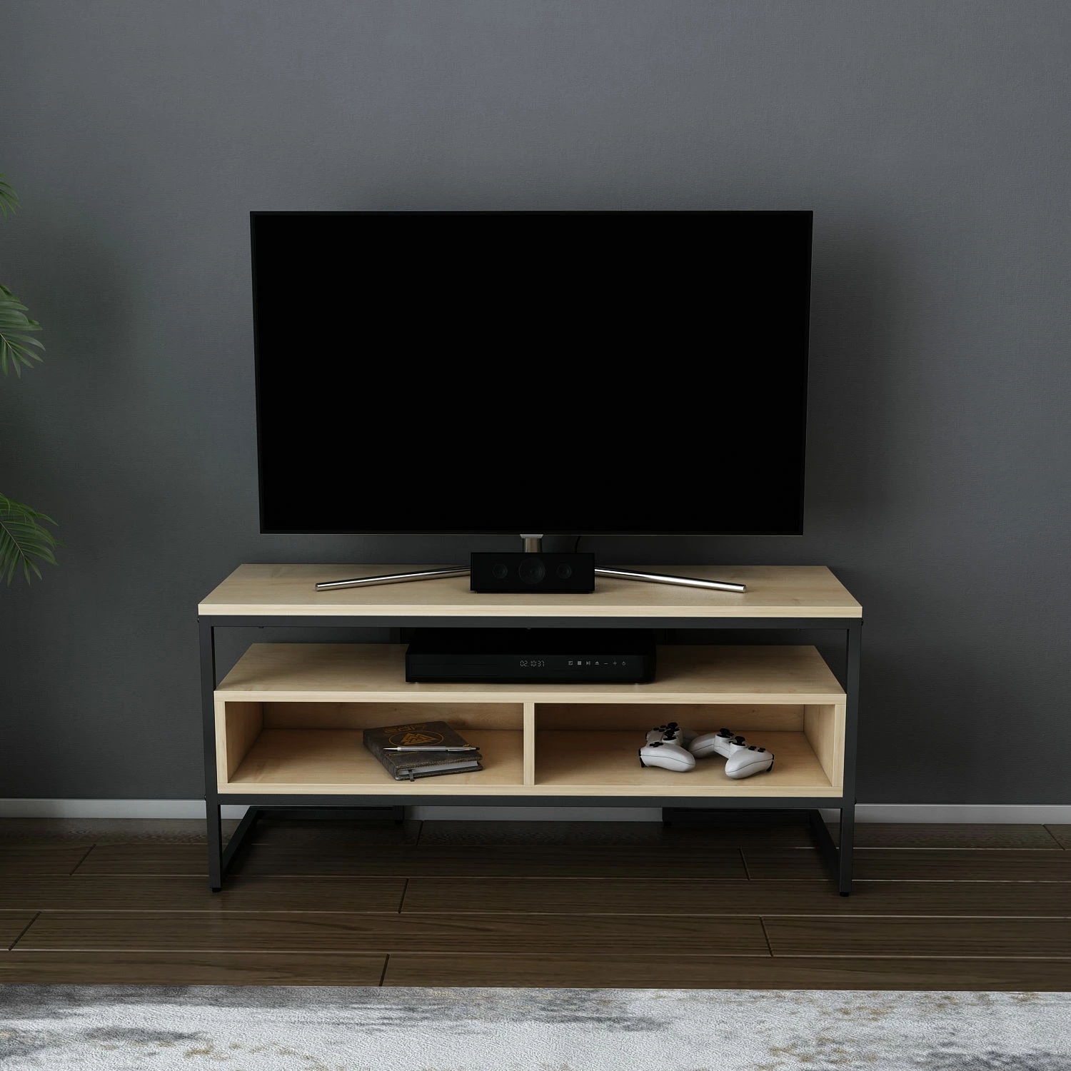 Komodë TV Skye Decor, Merrion, e zezë dhe lis