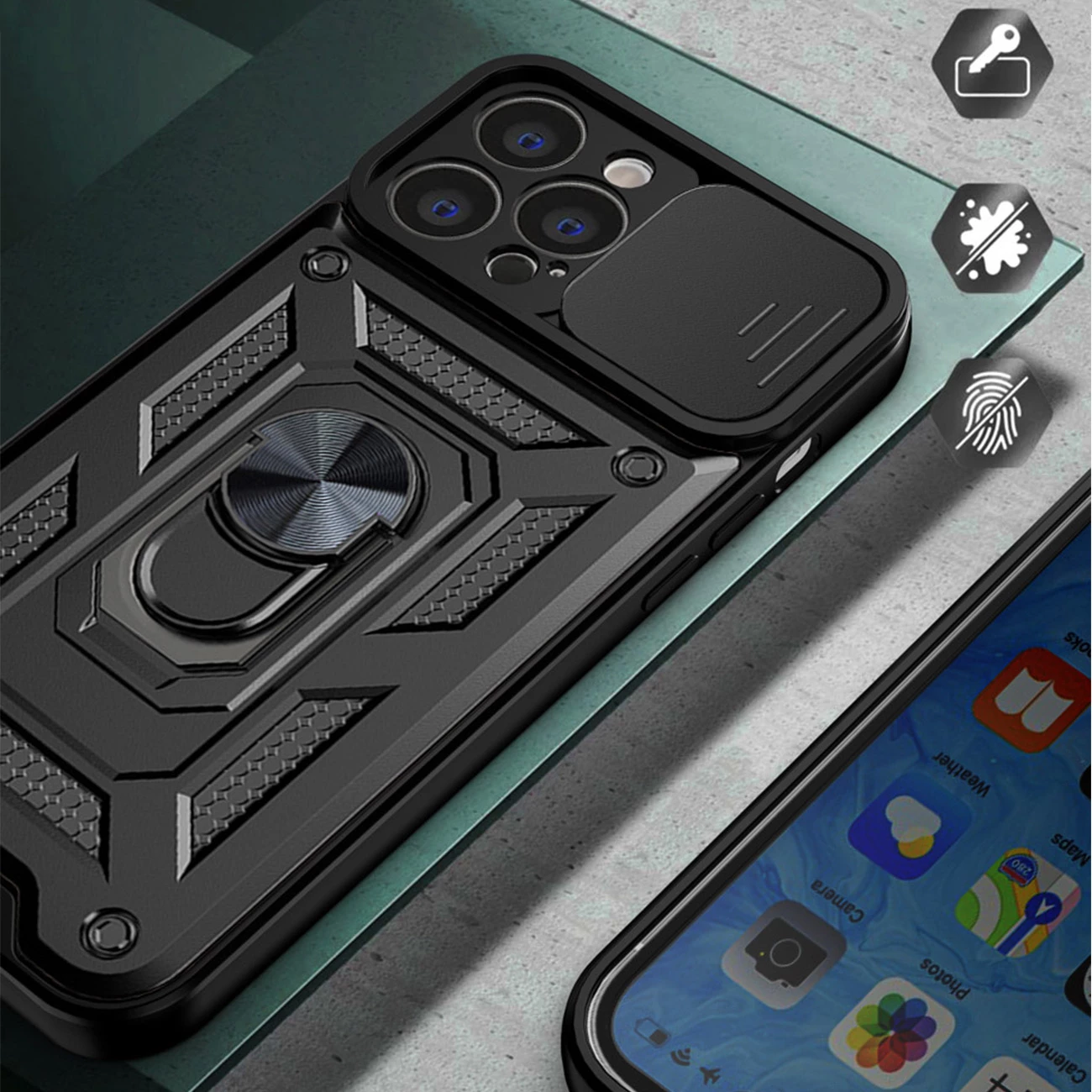 Mbështjellës Hurtel Hybrid Armor Camshield për iPhone 13 Pro Max, me kapak kamere, rozë
