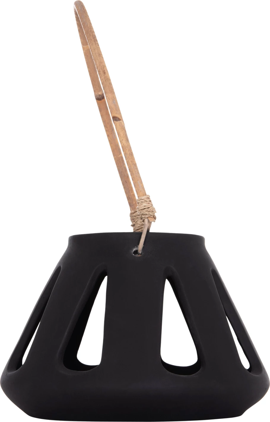 Llambë dekorative tavoline, fibër çimento e zezë, dorezë ratan, ERANTYL FH4696.01S, 25x17cm
