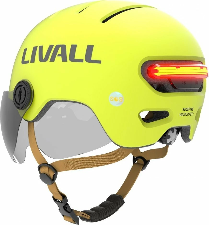 Helmet urban smart Livall L23, M (54-58 cm), me vizorë Quick Shield, LED, sensor rënie & SOS (L23-M-BLK)