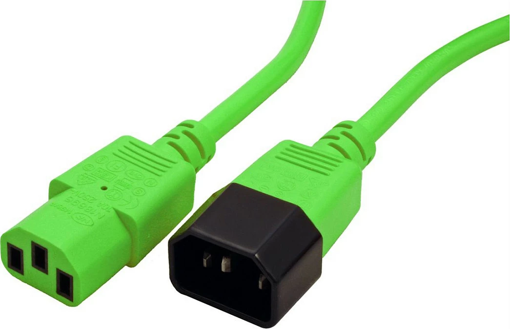 Kabllo rryme ROLINE IEC C14 në C13, 0.8 m, 10A/250V, e gjelbër