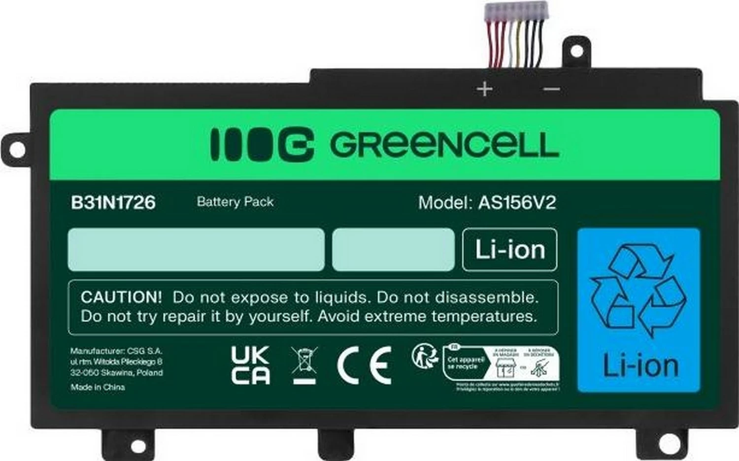 Bateri Green Cell B31N1726 për Asus TUF Gaming, 3100mAh, e zezë