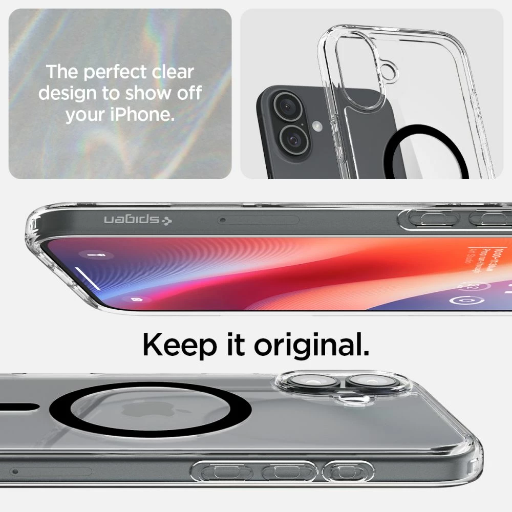 Mbështjellës Spigen Ultra Hybrid Mag për iPhone 16 Plus, MagSafe, TPU + polikarbonat, standard MIL-STD 810G, i zi