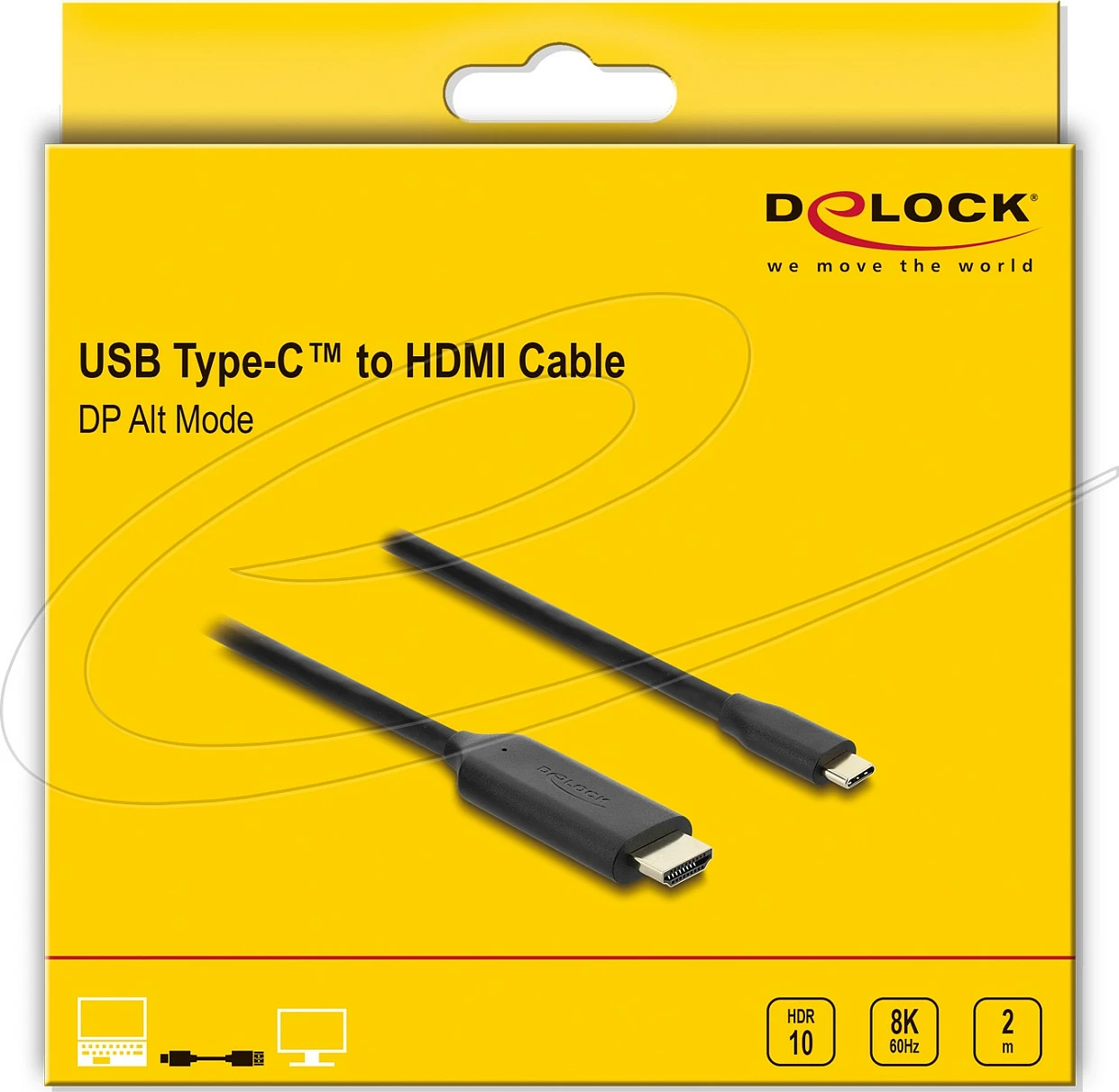 Kabllo USB-C/Thunderbolt 3 në HDMI DeLOCK 80599, 2 m, 8K, e zezë