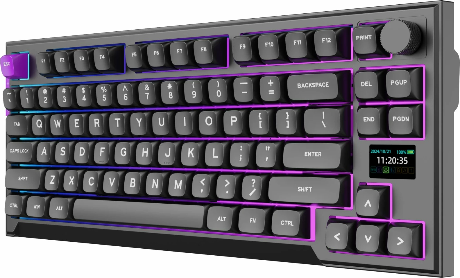 Tastierë mekanike gaming PREYON Silent Claw TKL PSCTB85B, Gateron Brown Pro, RGB, 2.4GHz/Bluetooth/USB, US layout, e zezë