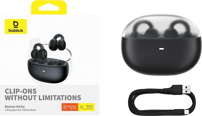 Kufje Baseus AirGo 1 Ring, True Wireless Stereo, Bluetooth, Të zeza
