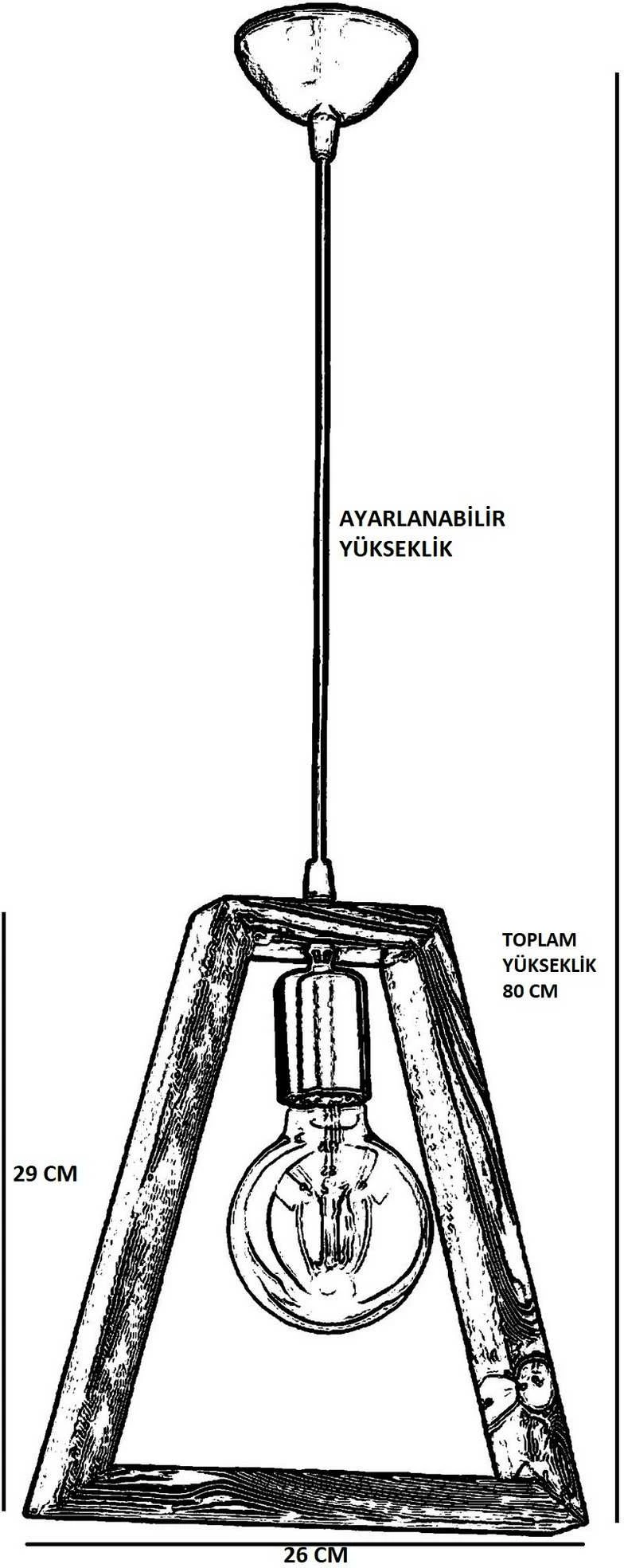 Llambë tavani Opviq, dizajn gjeometrik, dru panje, ngjyrë arre dhe e zezë